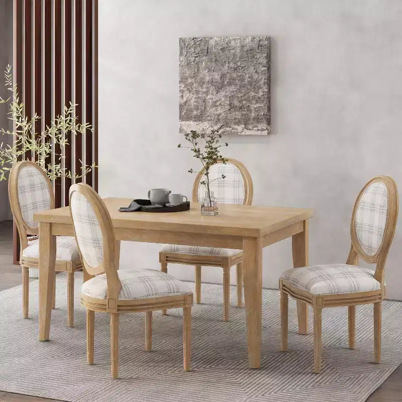 GDFStudio Newman Traditional Upholstered Rubberwood Dining Chairs (Set of 4)
