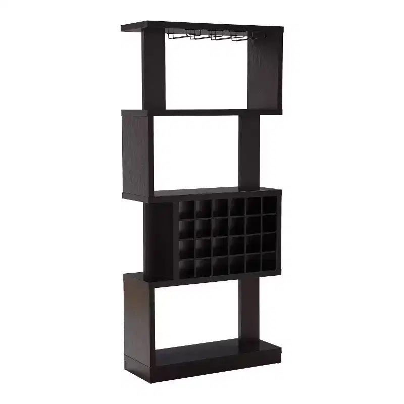 Robin Contemporary 4 Tier Wine Stand Cappuccino - miBasics: Holds 24 Bottles, Stemware Storage