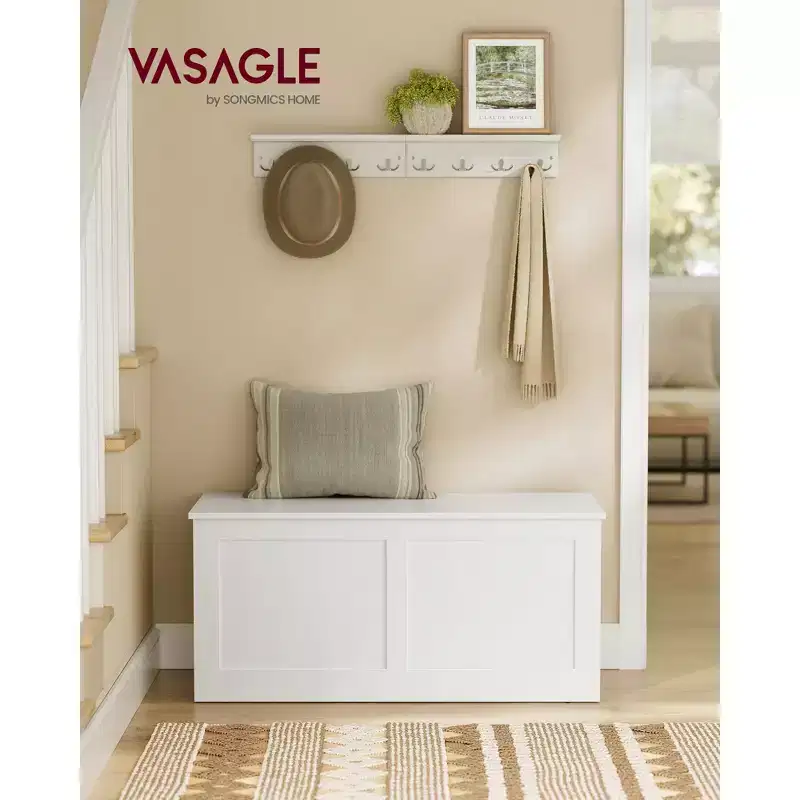Wooden Storage Chest, Securely Opens 39.4x15.7x18.3 for Organizing Home Spaces