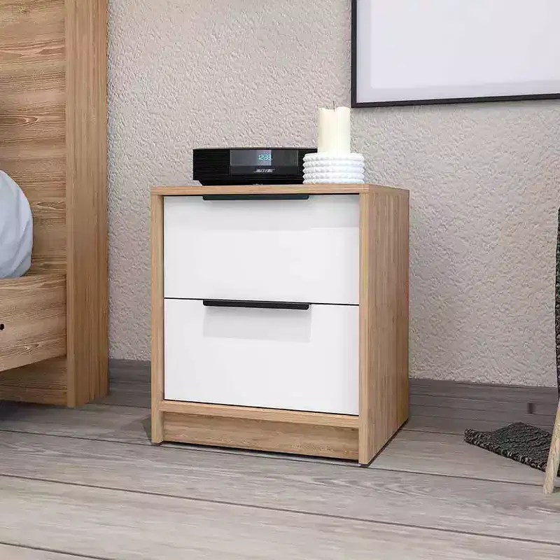 Stylish Functional 2 Drawer Nightstand for Bedroom Living Room