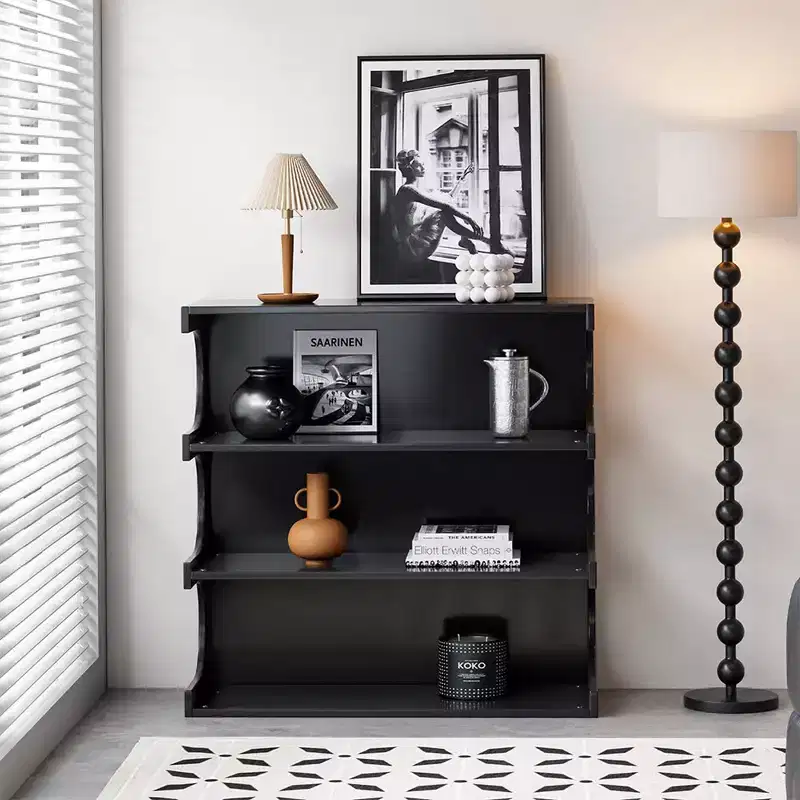 4-Tier Book Shelf Coffee Table, Multi-functional Creative Furniture Floor Bookshelf Display Stand, Minimalist Organizer Shelves,black,36in