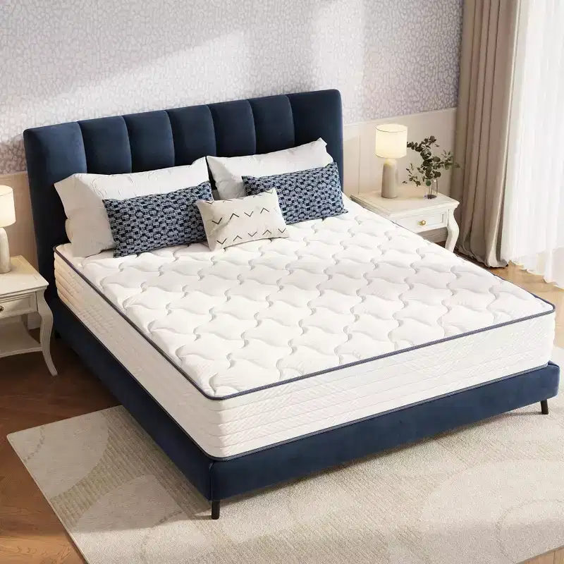 Swedrea Hybrid Mattress Medium Skin Friendly Memory Foam in White,, and Blue