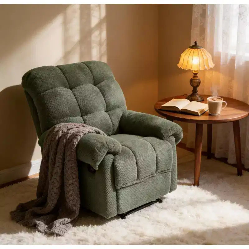 GDFStudio Chad Modern Overstuffed Fabric Upholstered Recliner Chair