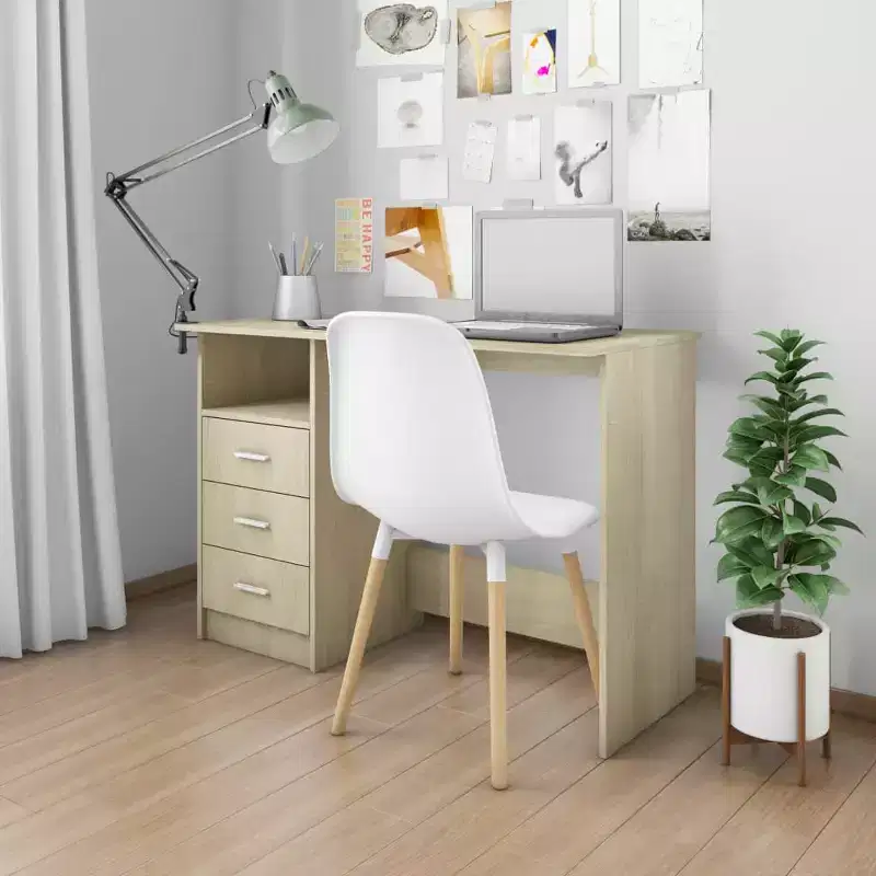 Desk Sonoma Oak Engineered Wood Medium Computer Desk