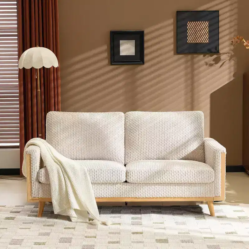 VINGLI 68' W Comfortable Mid Century Loveseat, Two Seater Sofa with Spring Support & Solid Wood Frame, Corduroy Fabric Small Couch