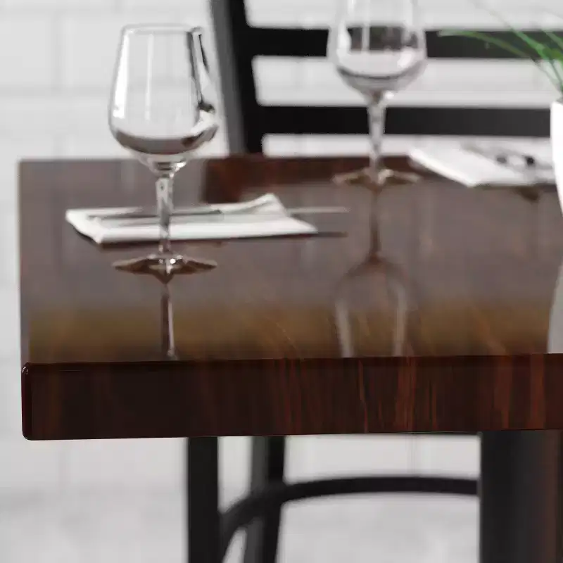Emma and Oliver 36 Square High-Gloss Resin Table Top with 2 Thick Drop-Lip