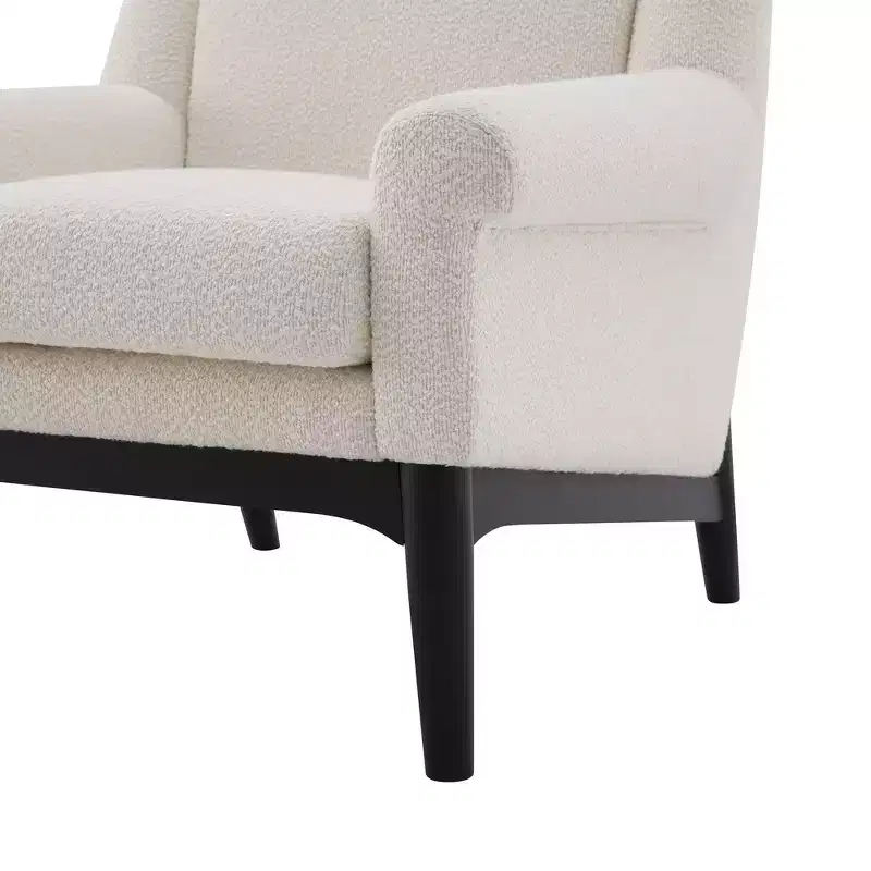 Whisen Sculptural Flared Arm Accent Chair with Solid Wood Frame Modern Reclined Upholstered Lounge Chair, Ergonomic Reading Chair