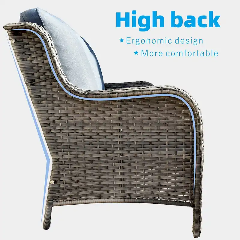 OVIOS Grey Wicker 6-piece Patio Furniture Set With 30 Fire Pit