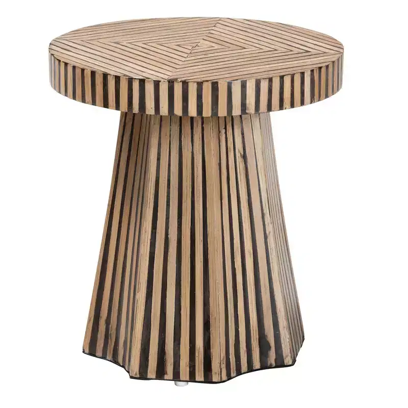 Baxton Studio Devika Two Tone Bamboo End Table Dark Brown/Natural Brown