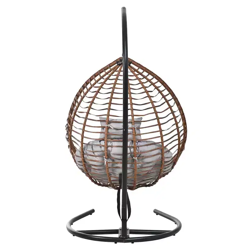 Whisen Hanging Hammock Chair with Stand, Egg Swing Chair with Iron Frame and Cushion & Headrest