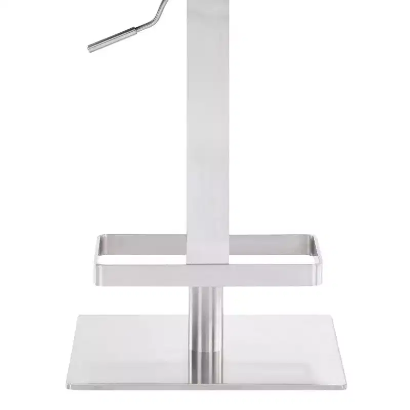 Kaylee Adjustable Faux Leather Metal Swivel Barstool: Brushed Stainless Steel, Footrest - Armen Living