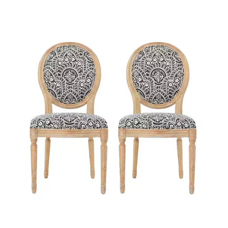 GDFStudio Karter French Country Upholstered Dining Chairs (Set of 2)