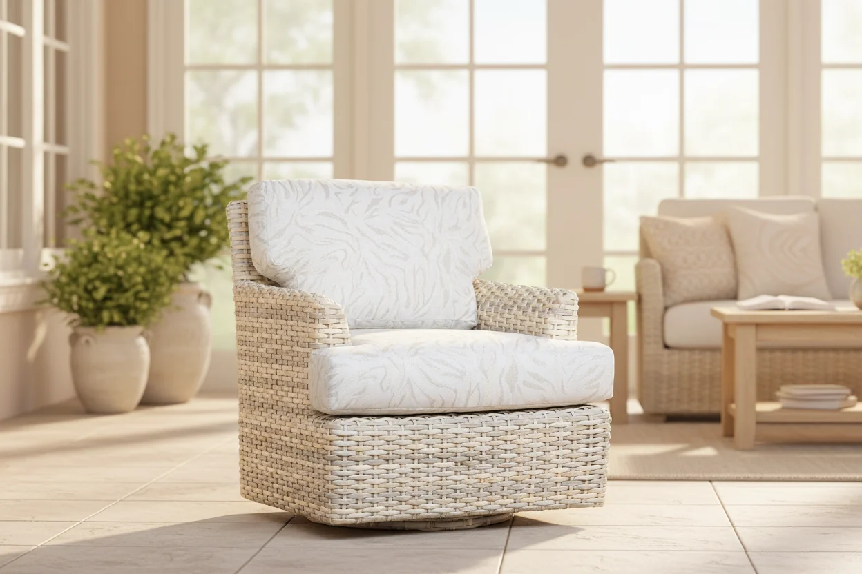 Outdoor Swivel Glider Patio Chair Brown Wicker