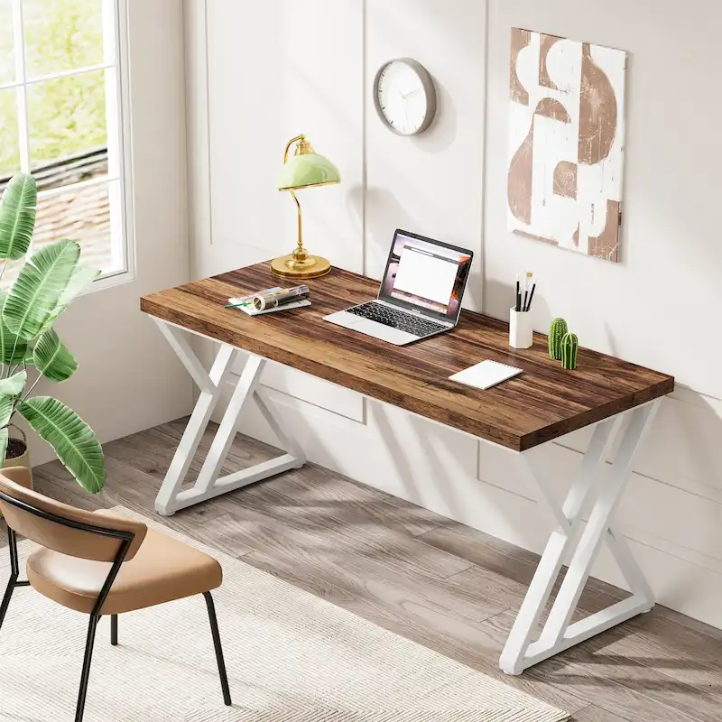 55-Inch Computer Desk with Z-Shape Metal Legs