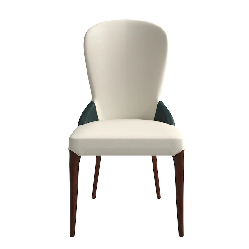 Leather Upholstered Solid Wood Dining Chair with Two-Tone Design