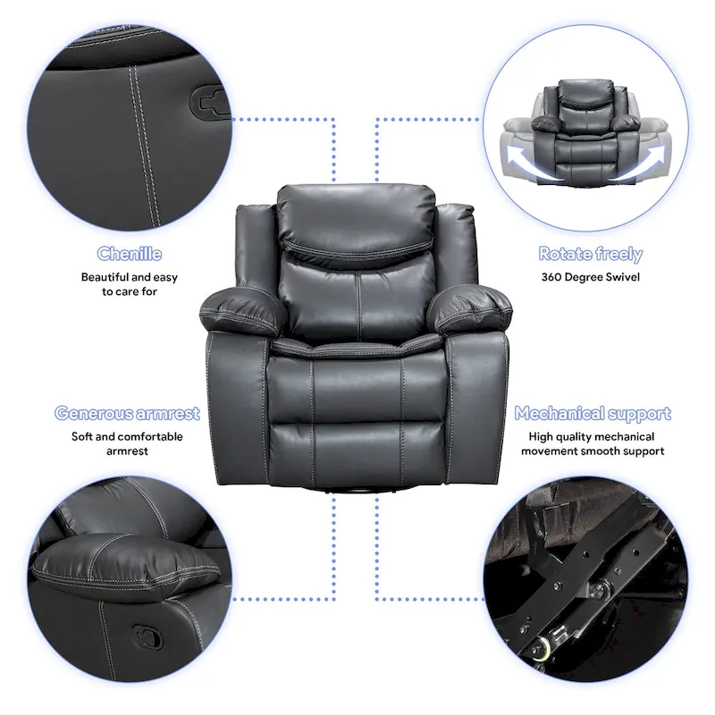 Recliner Rocking Chair With 360 Degree Swivel Recliner
