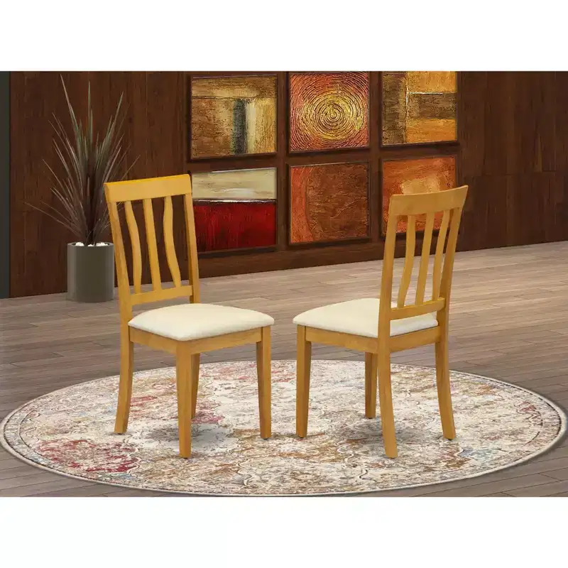 HomeStock Belmont 2 Kitchen Dining Chair, 18L x 18W x 38H, Solid Wood Seat, Oak