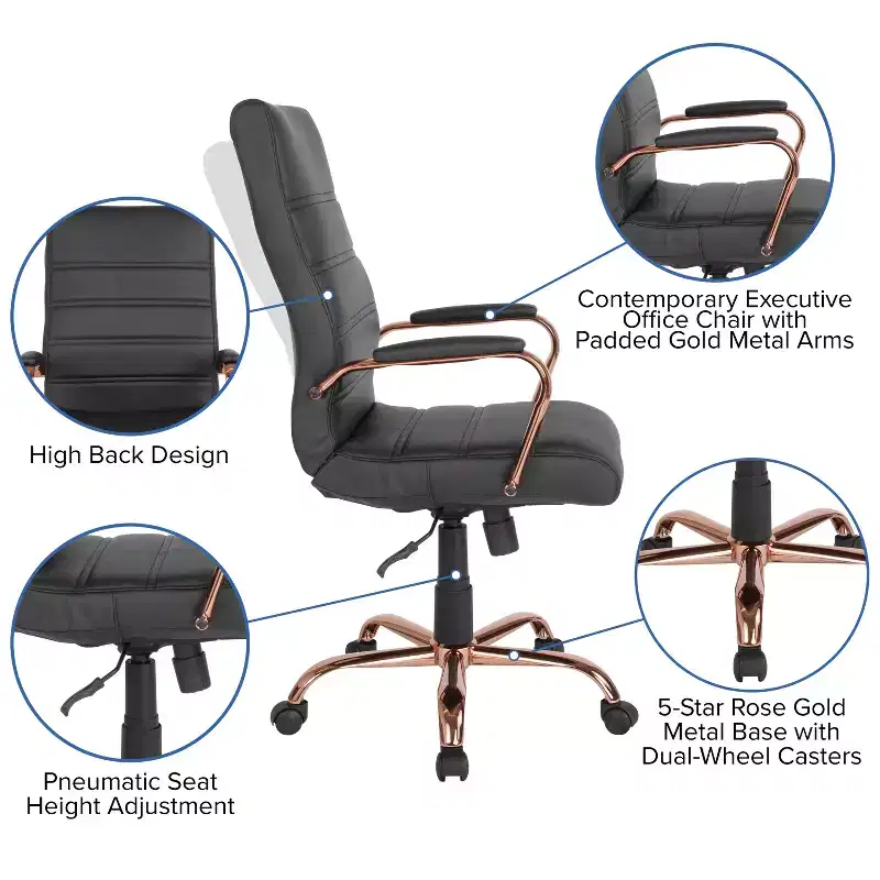 Flash Furniture High Back Executive Swivel Office Chair with Metal Frame and Arms