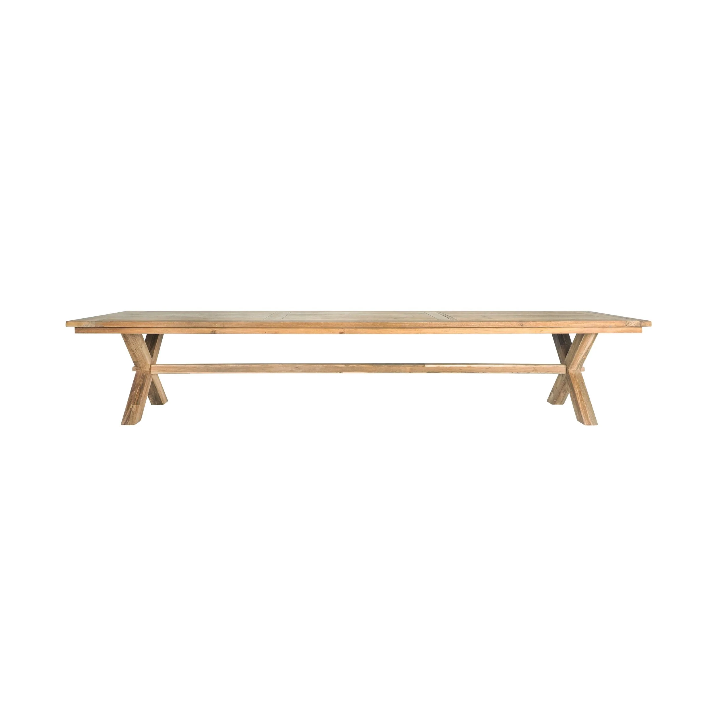 Reclaimed Teak Cross Leg Solid Timber Dining Table Natural 400cm