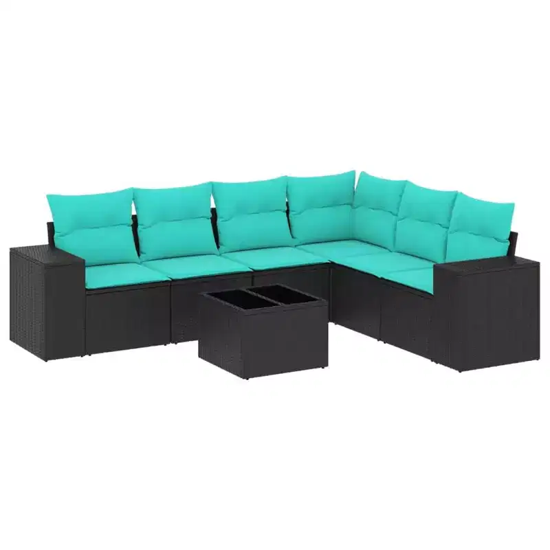 vidaXL Patio Sofa Set Black, Blue