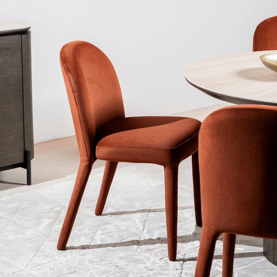 Minimalist Rust Fabric Dining Chair for Dining Room