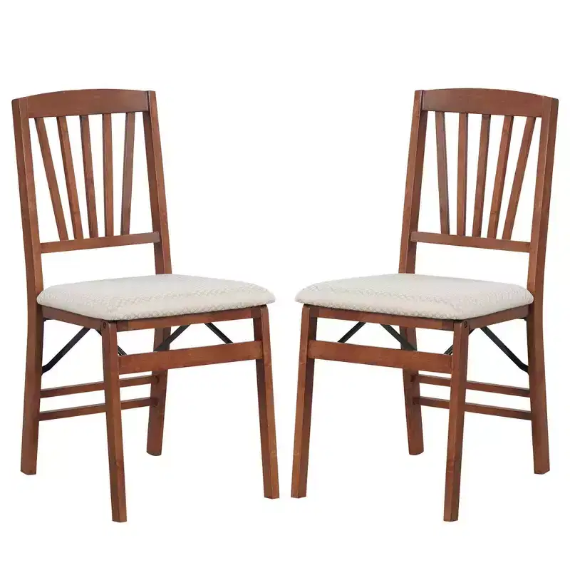 Costway 2/4 Set Kitchen Chairs with Rubber Wood Frame Upholstered Seat Hollowed Backrest
