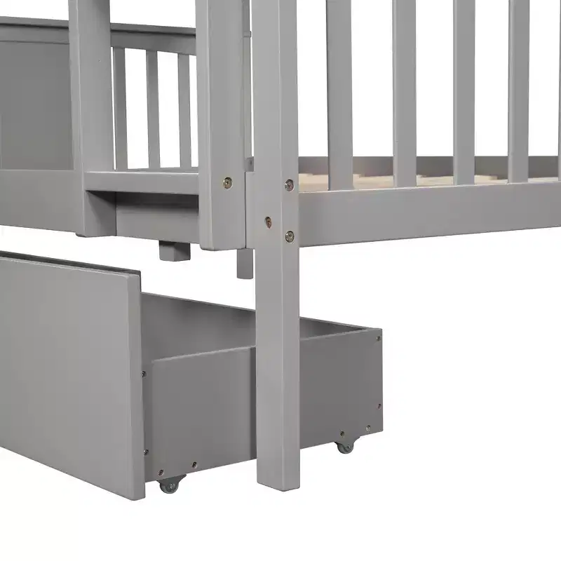 Luxystar Modern Full over Full Bunk Bed with 2 Drawers
