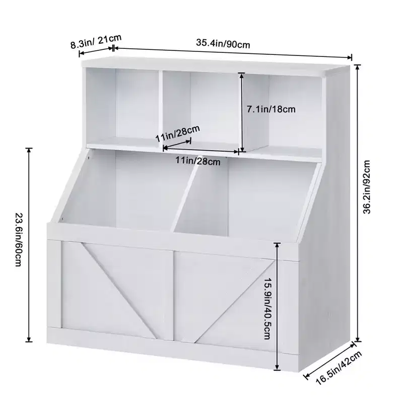 Kids Bookshelf & Toy Storage Organizer with Cabinet and Shelves, Toddler Bookcase for Playroom, Bedroom, Nursery & Easy Assembly