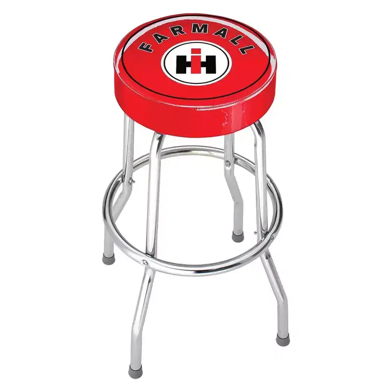 Red Padded Bar Stool with Carbon Steel Frame & Triple Chrome Legs, 250 lbs, 29.5