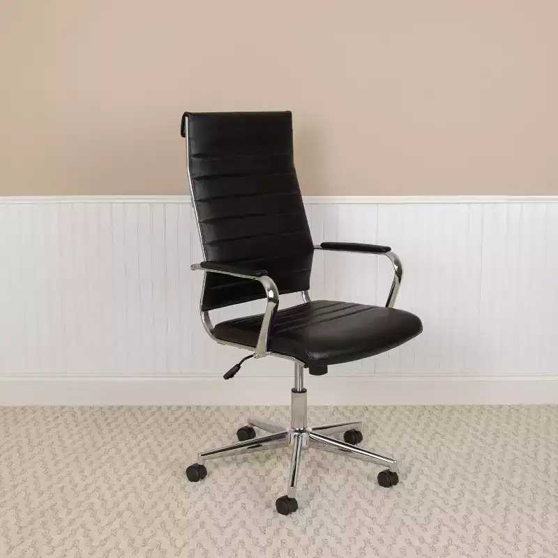 Emma and Oliver High Back LeatherSoft Ribbed Executive Swivel Office Chair - Desk Chair