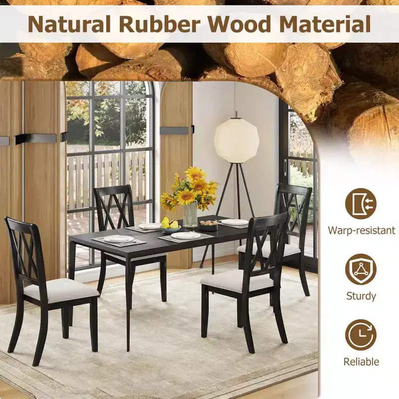 Costway 2/4 PCS Farmhouse Dining Chairs Modern Kitchen Chairs with Elegant Hollowed backrest