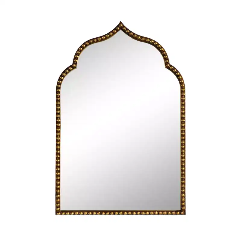 36 Gold Metal Beaded Arch Framed Accent Mirror