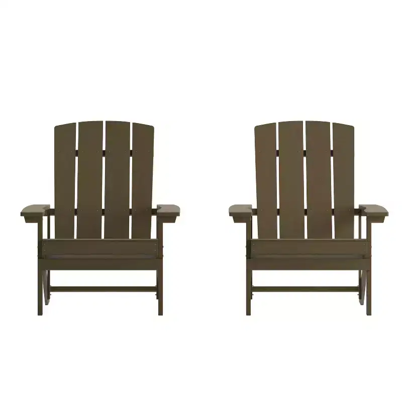 Flash Furniture Set of 2 Charlestown All-Weather Poly Resin Wood Adirondack Chairs