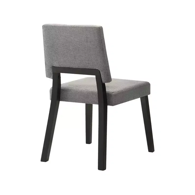 Armen Living,Channell Wood Dining Chair in Black Finish with Charcoal Fabric - Set of 2