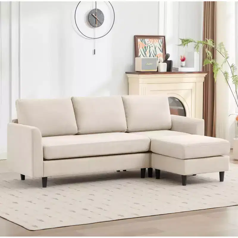 Hyleory L-Shaped Sectional Sofa - Breathable Soft Fabric in Simple Warm Design