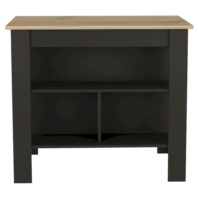 Kitchen Island , Three Shelves, Black Wengue / Light Oak Finish