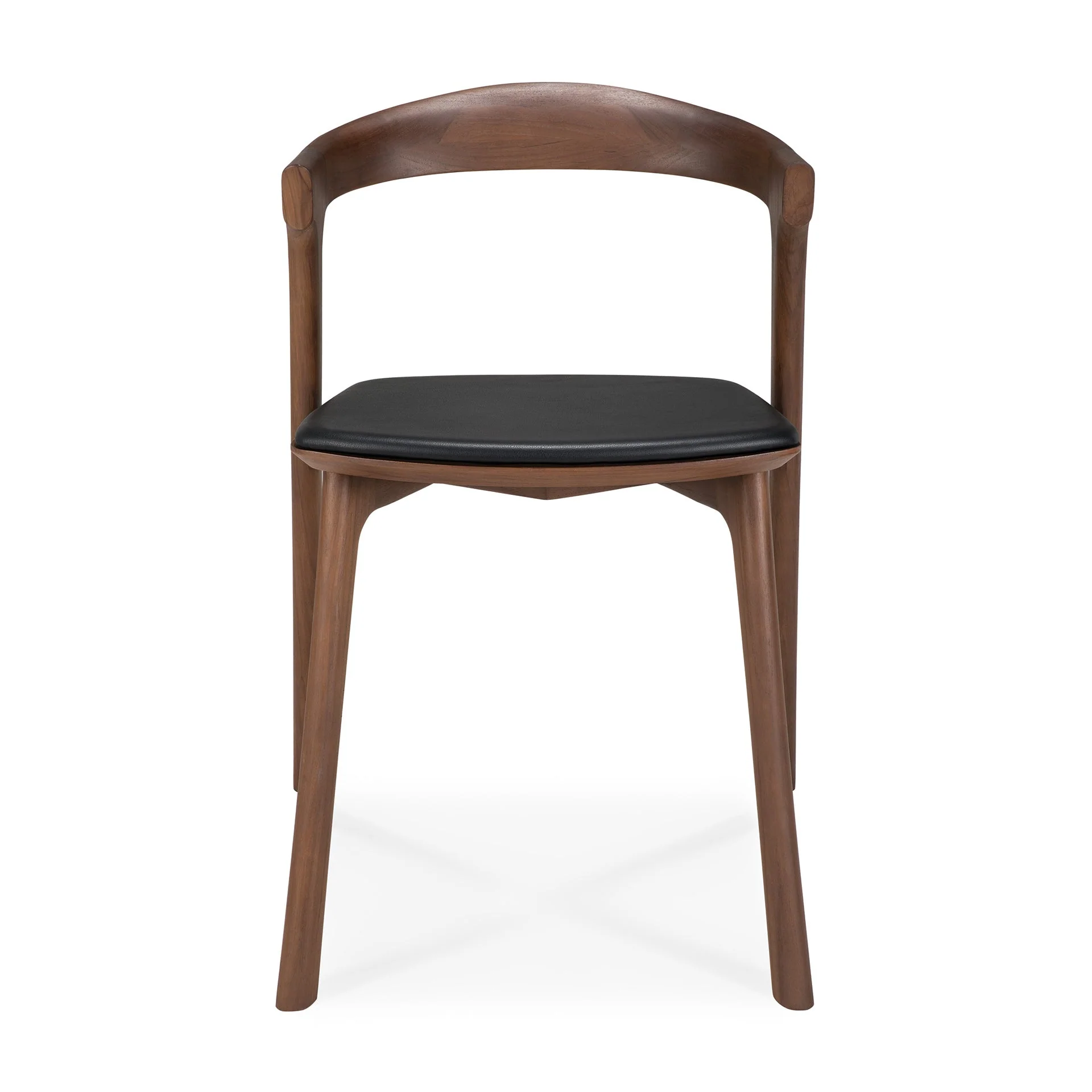 Sculptural Teak & Leather Dining Chair with Horn-Inspired Silhouette for Dining Rooms