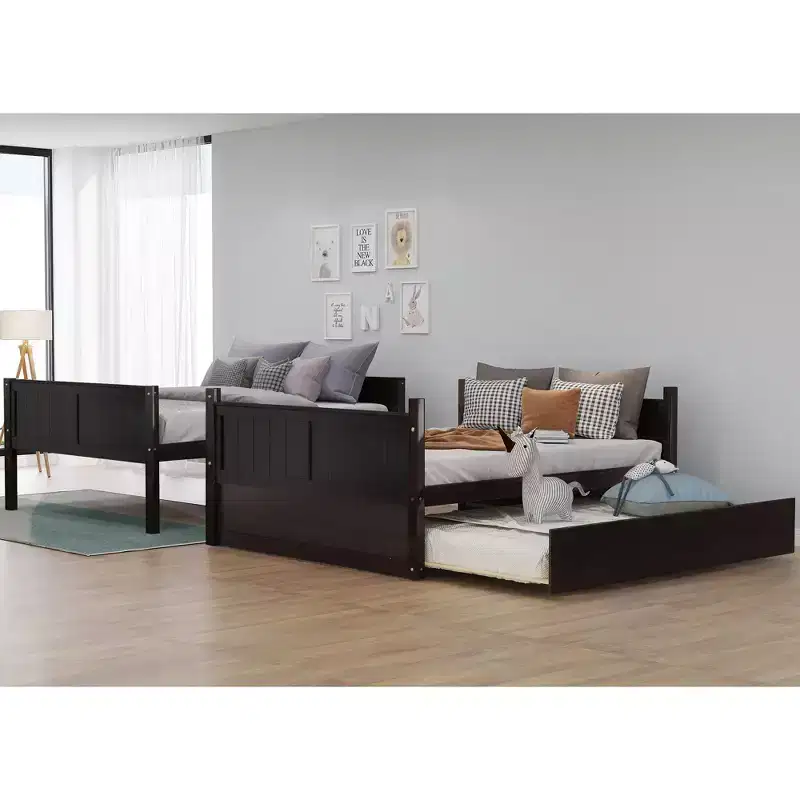 Full Over Full Bunk Bed with Twin Size Trundle-ModernLuxe