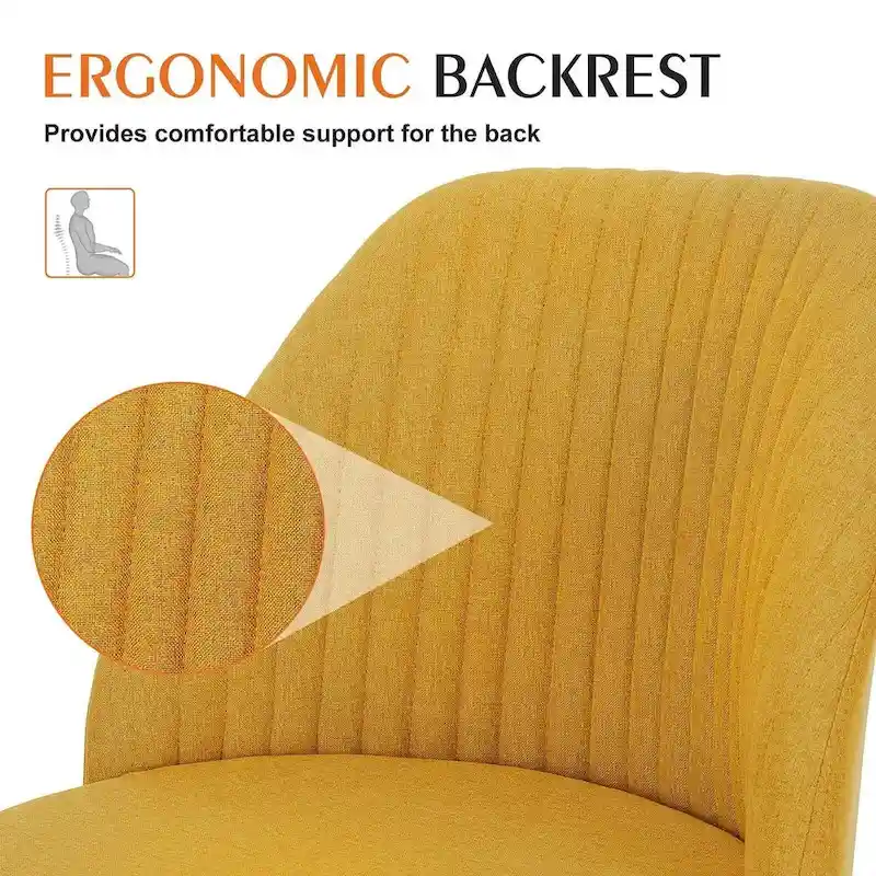 Office Chair with Wheels, Adjustable Height Fabric Upholstered Computer Desk Chair Swivel