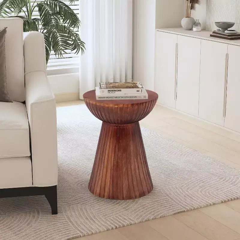Christopher Knight Home Arbor Mango Wood Round Drum End Table, Walnut