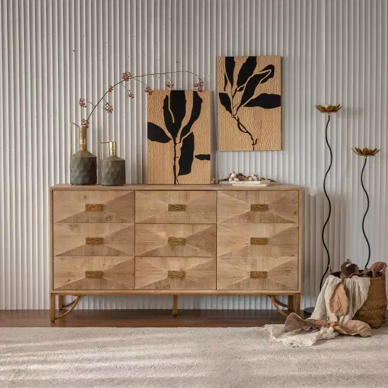 Acacia & MDF Sideboard 32.08''H x 17.32''W x 59.44''D