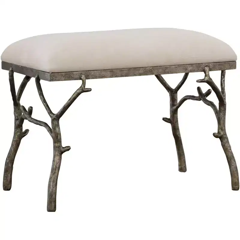 Uttermost Lismore 24 Wide Antique Silver Molded Branch Accent Bench