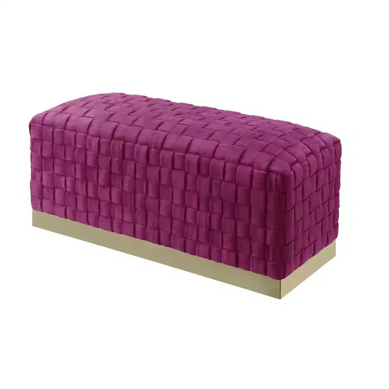 Nicole Miller Satine Velvet Hand Woven Bench with Base