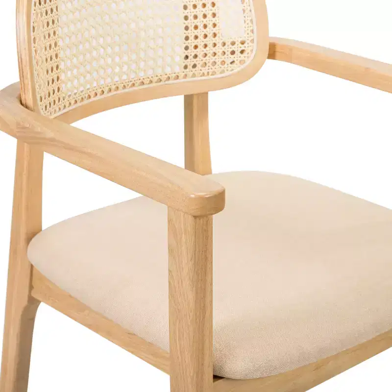 Christopher Knight Home Amaris Mid-Century Modern Wood Upholstered Dining Chair with Rattan-Weave Backrest (Set of 6)