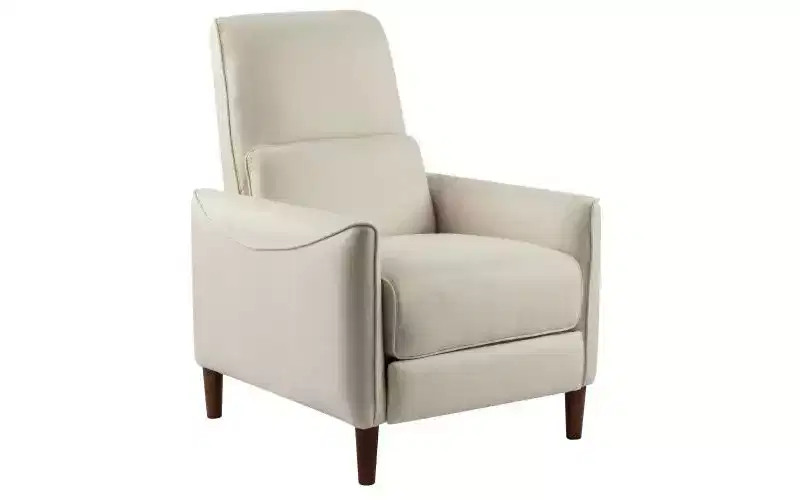 Upholstered Recliner Chair with Rubberwood Tapered Legs, Living Room Accent