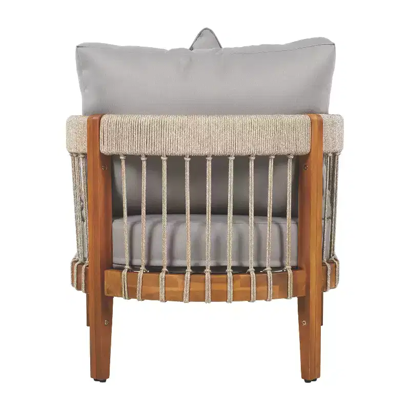 Christopher Knight Home Clifton Patio Rustic Acacia and Rope Upholstered Club Chair with Curved Back
