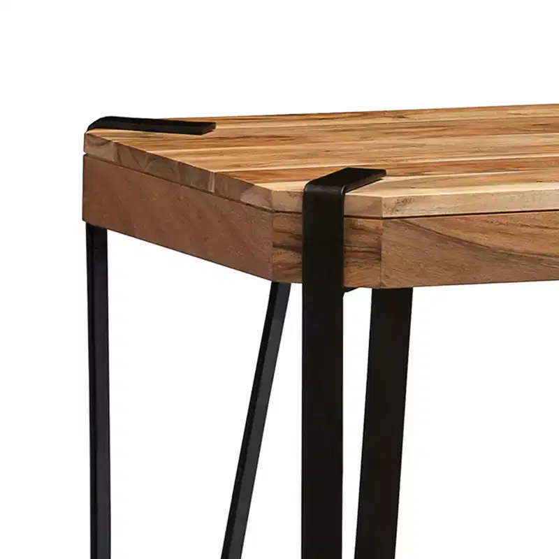 Alaterre Furniture 28 Ryegate Natural Brown Live Edge Solid Wood End Table Metal And Wood
