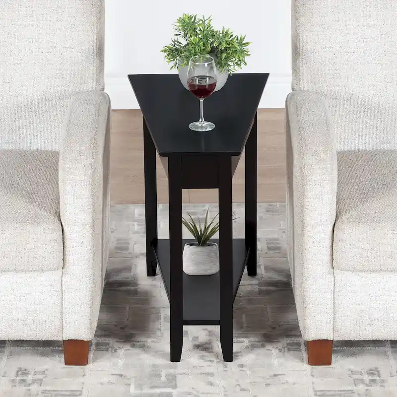Wedge End Table with Shelf
