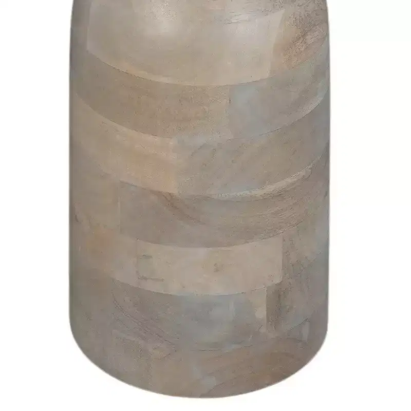 Royal Hampton 12 Inch Round Side End Table, Turned Pedestal Base, Beige Mango Wood in Natural Brown Finish
