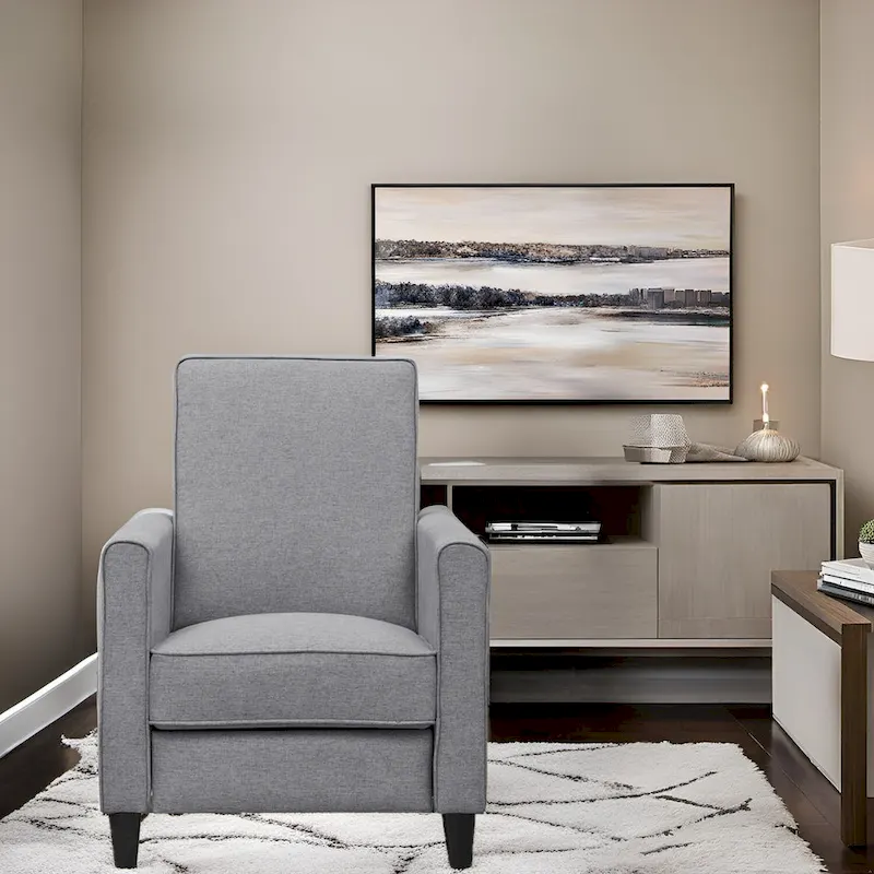 Pushback Recliner Chair with Adjustable Footrest and Padded Armrests